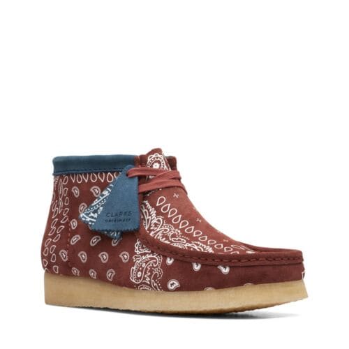 Clarks Originals Wallabee Boots Men s Brick Red Paisley Suede 26168826 Cheap