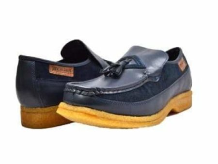 British Walkers Brooklyn Men s Navy Blue Leather and Suede Crepe Sole Slip On Supply