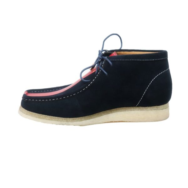 British Walkers Stripe Wallabee Boots Men s Navy and Red Striped Suede Supply