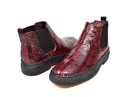 British Walkers Soho Limited Edition Men s Burgundy Snake Skin Leather Boots Sale