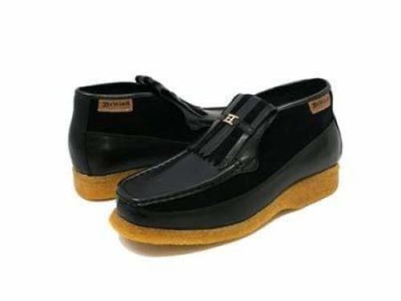 British Walkers Apollo Men s Black Leather and Suede Crepe Sole Slip On Boots Supply