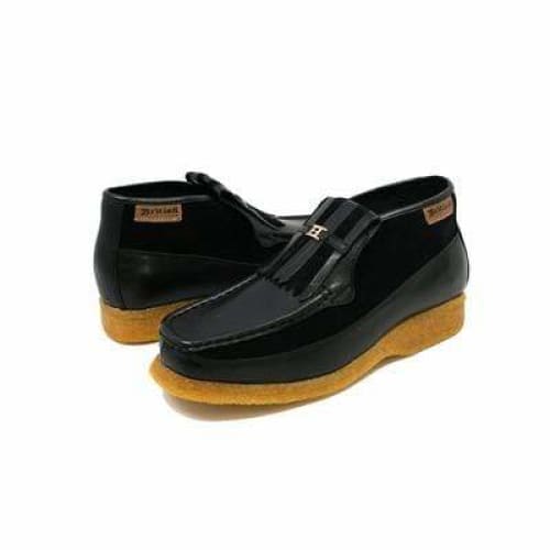 British Walkers Apollo Men s Black Leather and Suede Crepe Sole Slip On Boots Supply