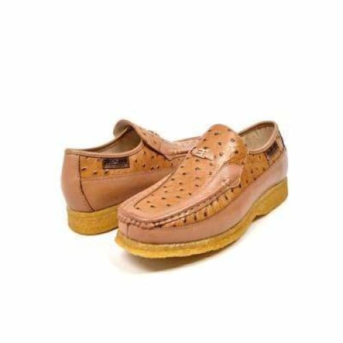 British Walkers Harlem Men s Cognac Tan Leather Crepe Sole Slip On Shoes Discount