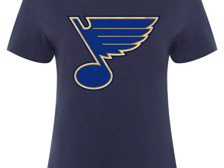 ST. LOUIS BLUES SPORTIQE WOMEN S NOTE ARCADIA TEE- INDIGO For Sale