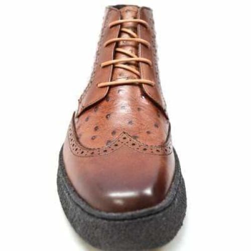 British Walkers Playboy Wingtips Limited Edition Men s Cognac Tan Ostrich Leather High Top Boots Online