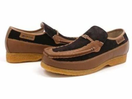 British Walkers Power Men s Brown and Tan Leather Crepe Sole Slip Ons Sale