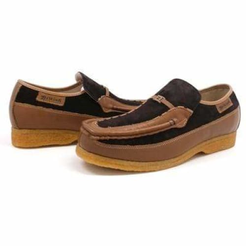 British Walkers Power Men s Brown and Tan Leather Crepe Sole Slip Ons Sale