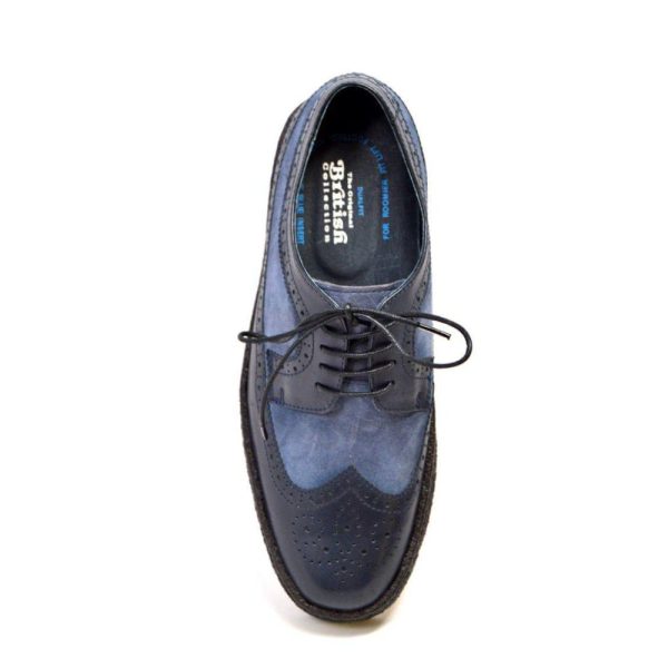 British Walkers Playboy Wingtips Men s Navy Blue Leather Crepe Sole Low Tops Discount