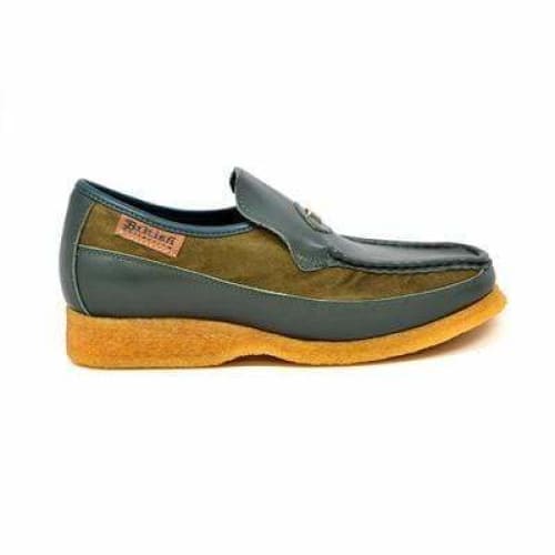 British Walkers Power Men s Green Leather and Suede Crepe Sole Slip Ons Fashion