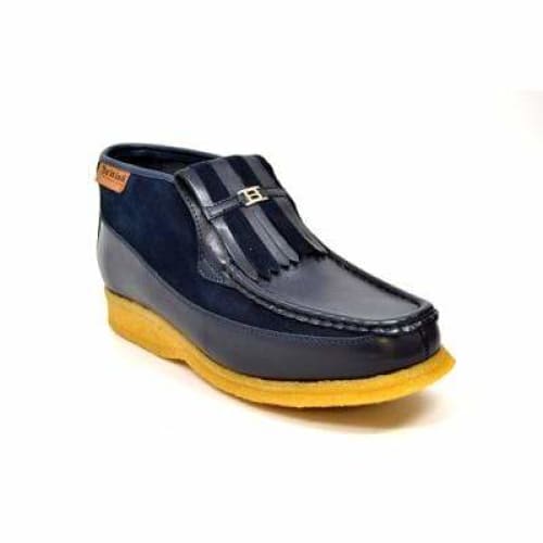 British Walkers Apollo Men s Navy Leather and Suede Crepe Sole Slip On Boots Discount