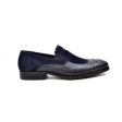 British Walkers Shiraz Men s Navy Blue Crocodile Leather and Suede Loafers For Discount