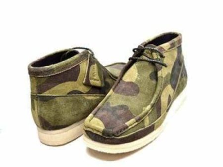 British Walkers Wallabee Boots Men s Walker 100 Green Camo Leather and Suede High Tops Discount