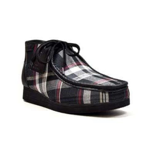 British Walkers New Castle Print Wallabee Boots Men s Black Plaid Leather and Suede Hot on Sale