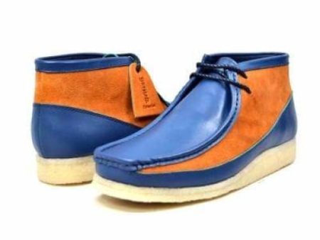 British Walkers Walker 100 Wallabee Boots Men s Navy Blue and Rust Leather on Sale