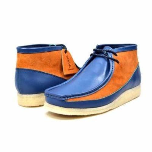 British Walkers Walker 100 Wallabee Boots Men s Navy Blue and Rust Leather on Sale