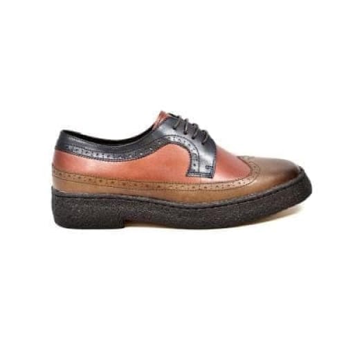 British Walkers Wingtip Men s 3 Tone Brown Rust and Navy Leather Oxfords For Discount