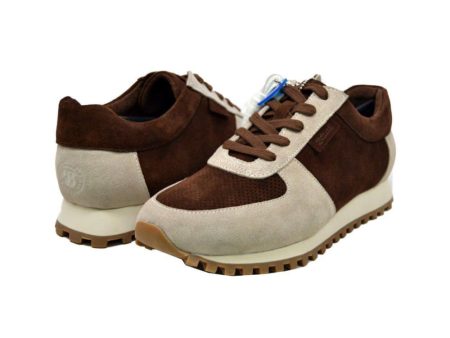 British Walkers Surrey Men s Brown and Beige Leather and Suede Sneakers Discount