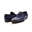 British Walkers Shiraz Men s Navy Blue Crocodile Leather and Suede Loafers For Discount