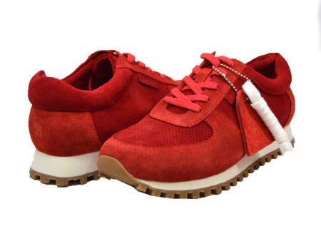 British Walkers Surrey Men s Red Leather and Suede Sneakers Cheap