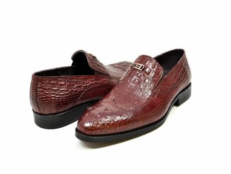 British Walkers Shiraz Men s Bordeaux Crocodile Leather Loafers Sale