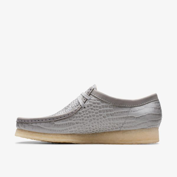 [26176573] Mens CLARKS WALLABEE - GREY CROCODILE PRINT Cheap