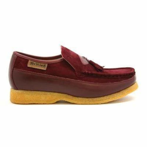 British Walkers King Men s Old School Burgundy Suede Slip On Shoes on Sale