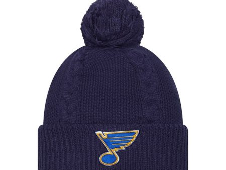 ST. LOUIS BLUES LADIES NEW ERA NOTE CABLE POM KNIT - NAVY Online Sale