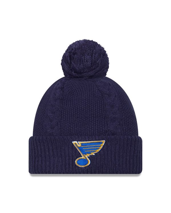 ST. LOUIS BLUES LADIES NEW ERA NOTE CABLE POM KNIT - NAVY Online Sale