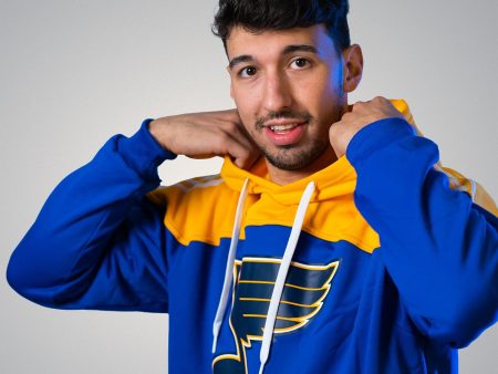 ST. LOUIS BLUES ADIDAS 3 STRIPED NOTE HOODIE - ROYAL GOLD For Discount