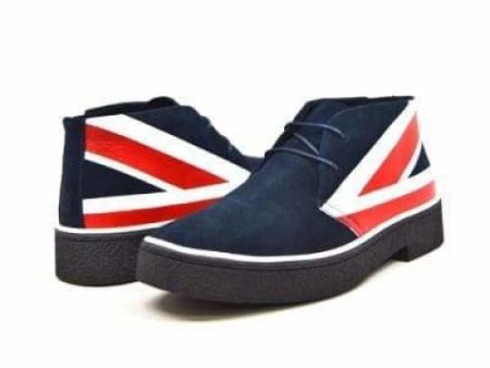 British Walkers Playboy Union Jack Men s Red White and Blue Suede Fashion