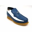 British Walkers Checkers Men s Blue and White Leather Slip Ons Supply