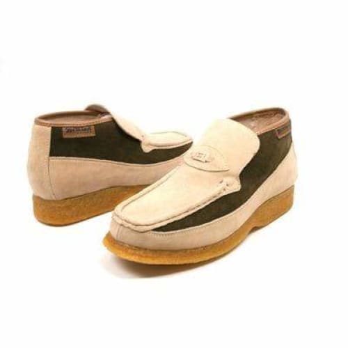 British Walkers Checkers Men s Beige and Green Suede Slip On Hot on Sale