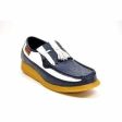 British Walkers Apollo Custom Made Men s Navy and White Ostrich Leather Slip On Hot on Sale