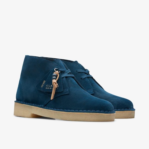 [26173213] Womens CLARKS DESERT BOOT - DEEP BLUE SUEDE Online Hot Sale