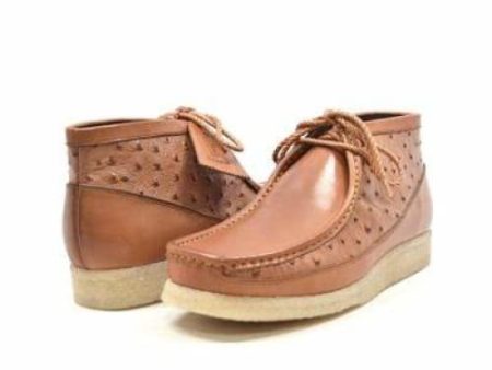 British Walkers Walker 100 Wallabee Boots Men s Cognac Ostrich Leather Sale