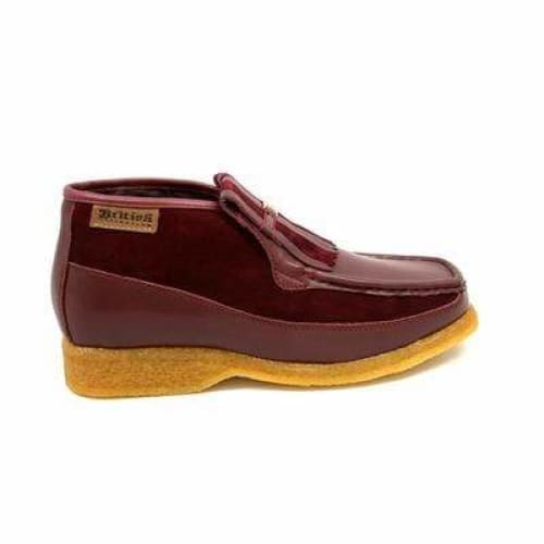 British Walkers Apollo Men s Burgundy Leather and Suede Crepe Sole Slip On Boots For Sale