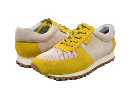 British Walkers Surrey Men s Yellow and Beige Leather and Suede Sneakers Cheap