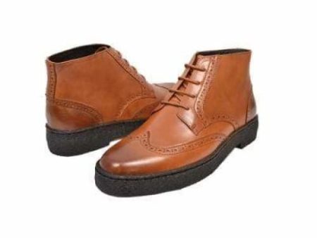 British Walkers Playboy Wingtips Limited Edition Men s Cognac Leather High Top Boots For Discount