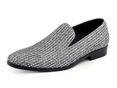 Bolano Emelio Silver Glitter Encrusted Men s Formal Slip-on Dress Shoe Fashion