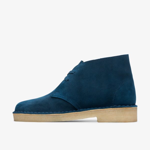 [26173213] Womens CLARKS DESERT BOOT - DEEP BLUE SUEDE Online Hot Sale