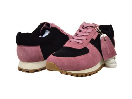 British Walkers Surrey Men s Pink and Black Leather and Suede Sneakers Discount