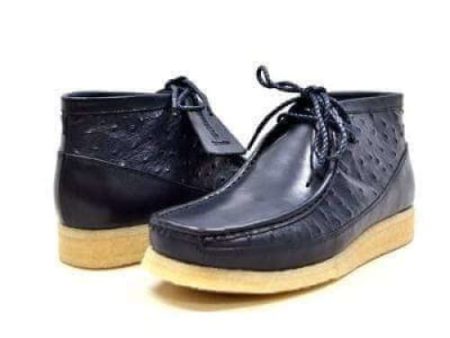 British Walkers Walker 100 Wallabee Boots Men s Navy Blue Ostrich Leather on Sale