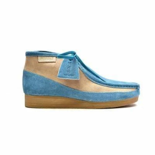 British Walkers New Castle Wallabee Boots Men s Blue and Beige Suede For Cheap