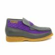 British Walkers Checkers Men s Gray and Purple Leather and Suede Slip On Online Hot Sale