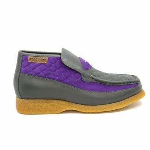 British Walkers Checkers Men s Gray and Purple Leather and Suede Slip On Online Hot Sale