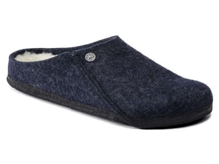 Birkenstock Zermatt Shearling Dark Blue Wool Felt Slippers 1017535 Sale