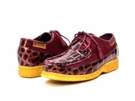 British Walkers Crown Croc Men s Burgundy Crocodile Leather and Suede Crepe Sole Online