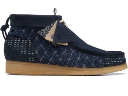 Clarks Originals Wallabee Boots Men s Sashiko Navy Blue Suede 26169152 Online Sale