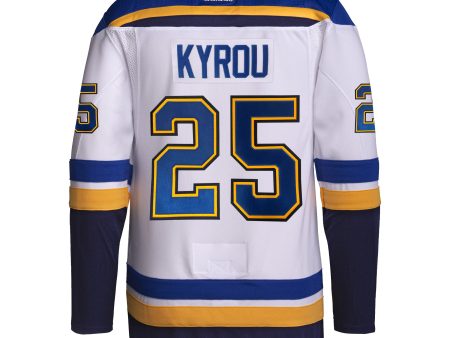 ST. LOUIS BLUES ADIDAS AUTHENTIC PRO-STITCH JORDAN KYROU #25 ROAD JERSEY - WHITE on Sale