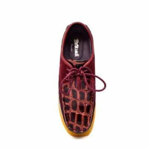 British Walkers Crown Croc Men s Burgundy Crocodile Leather and Suede Crepe Sole Online